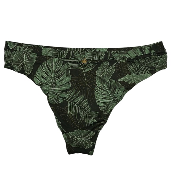 Encantadore Tropical Leaf Print Bikini Bottom sz L - Picture 1 of 5